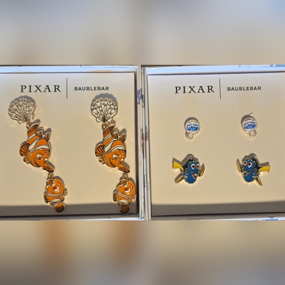 BaubleBar Jewelry - BaubleBar Pixar Finding Nemo Earrings Set-Nemo, Dory, Marlin, Just Keep Swimming